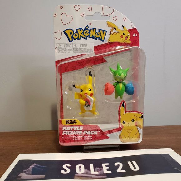 Jazwares Pokemon Battle Figure 2022 Valentine's Day Pikachu and Roselia - Picture 2 of 3